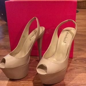 Platform open toe sling back